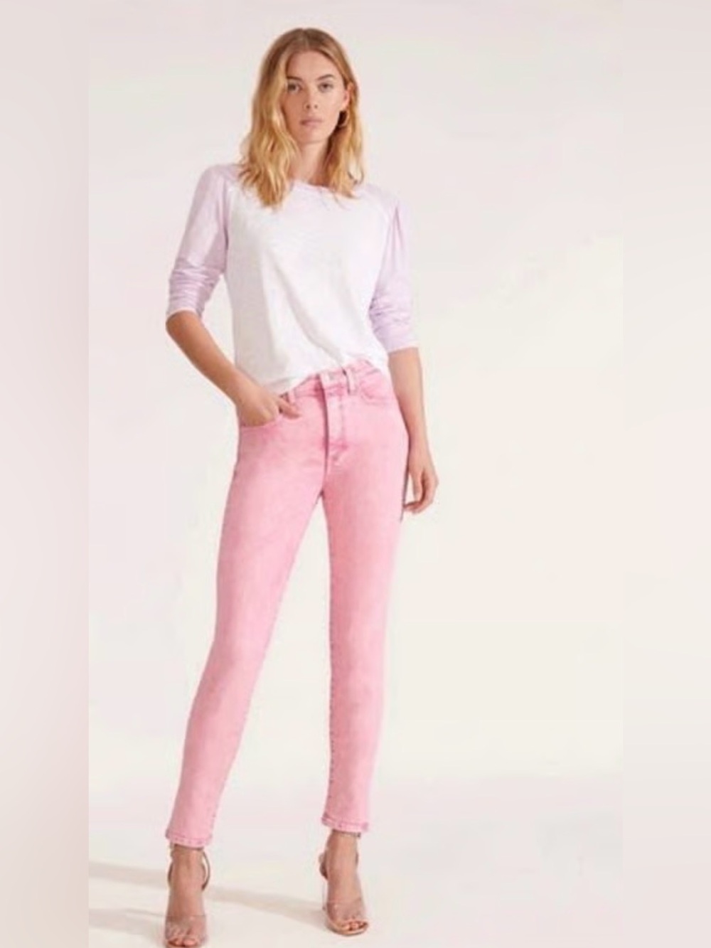 Veronica Beard Kate Skinny High-Rise Jeans -Pink Acid